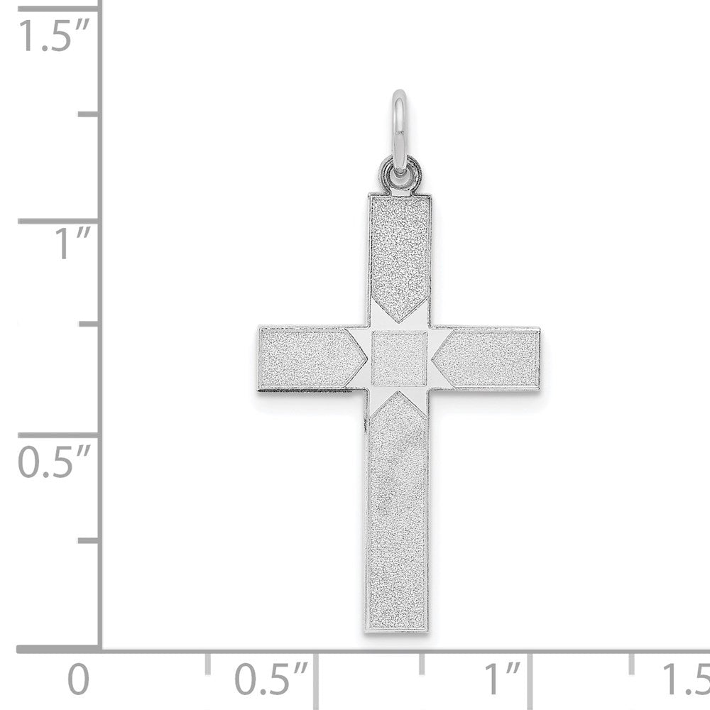 14K White Gold Laser Designed Cross Pendant