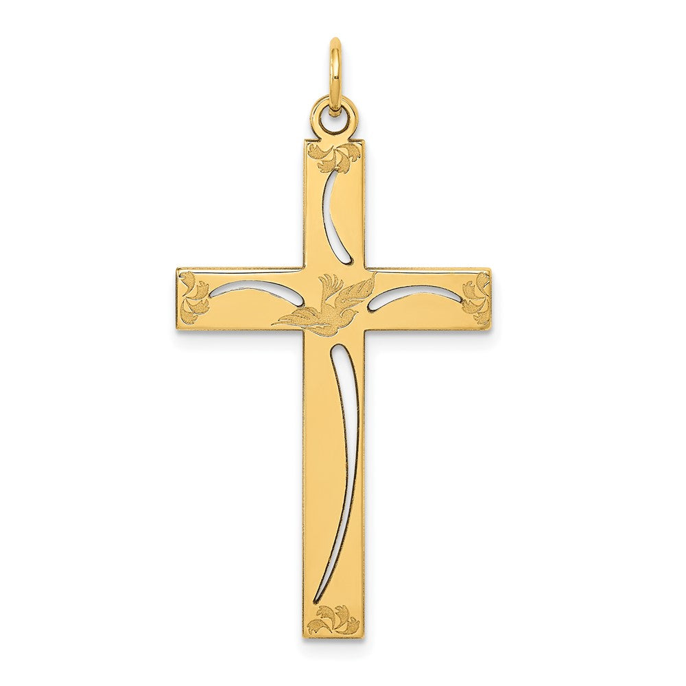 14K Laser Designed Cross Pendant