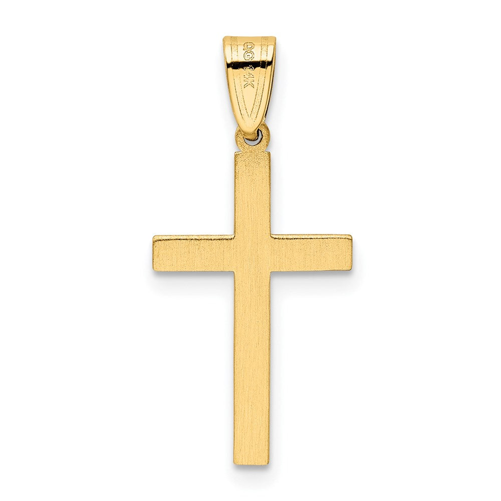 14k Solid Laser Etched Cross Pendant