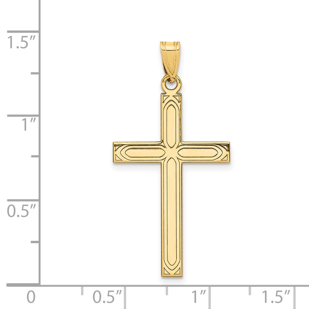 14k Solid Laser Etched Cross Pendant