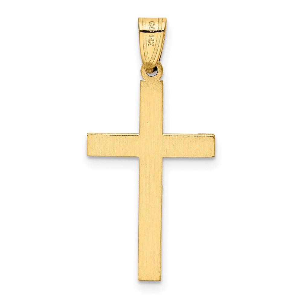 14k Solid Laser Etched Cross Pendant