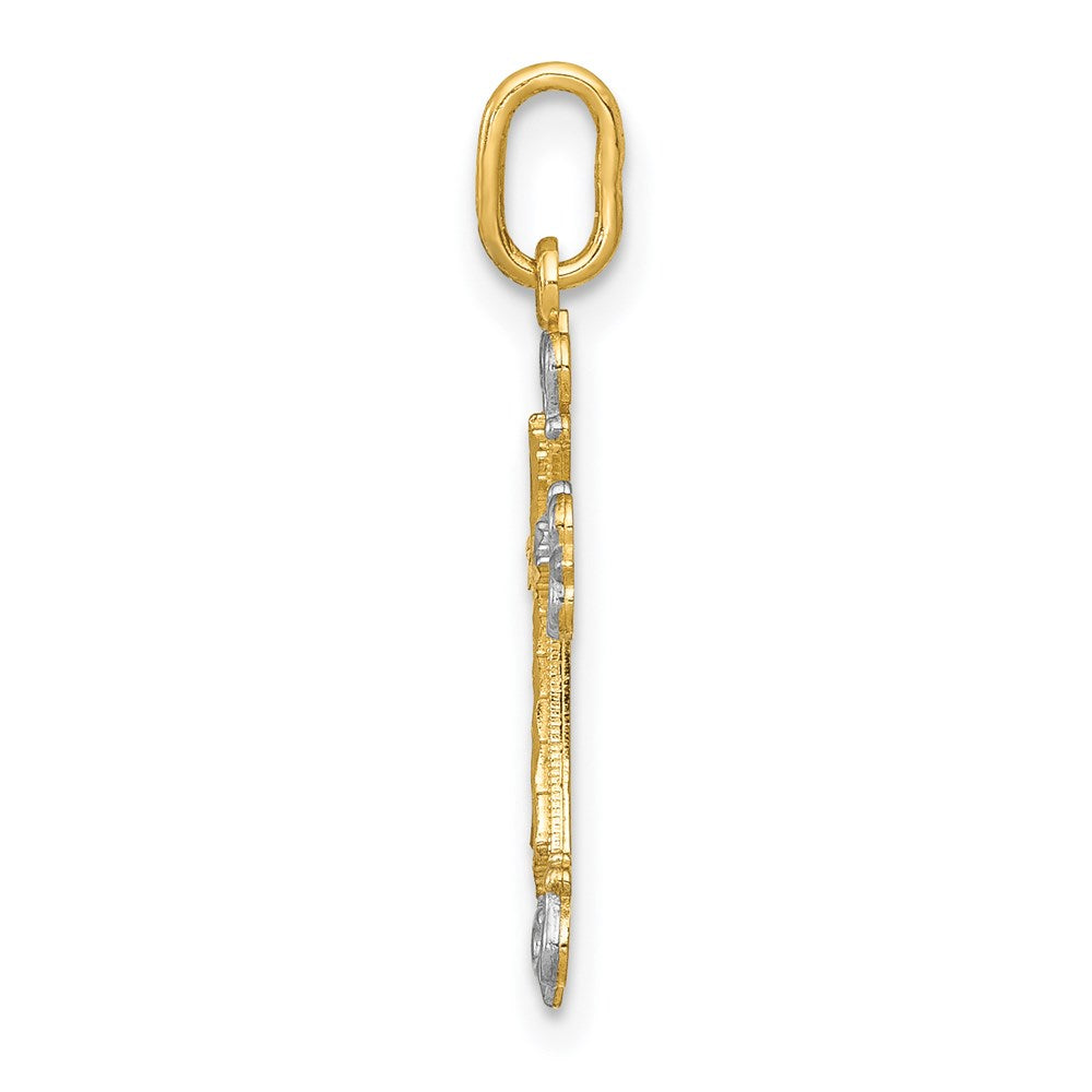 14K w/Rhodium Cross Charm