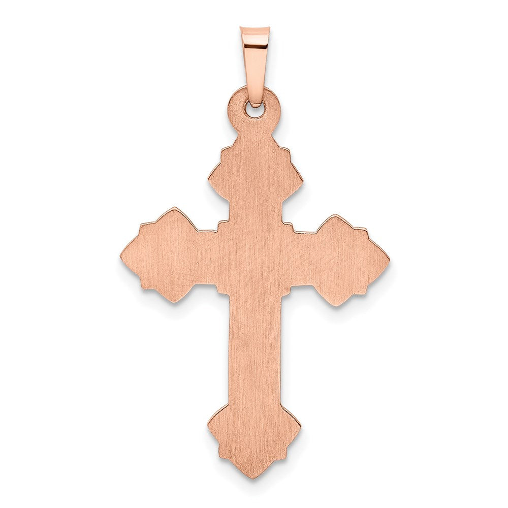14K Rose Gold Fleur de Lis Cross Pendant