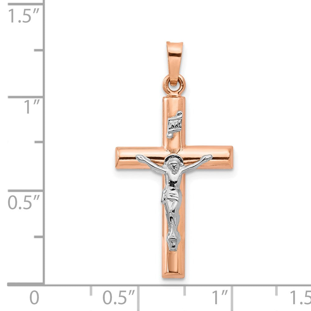 14k Two-tone Gold Hollow Crucifix Pendant