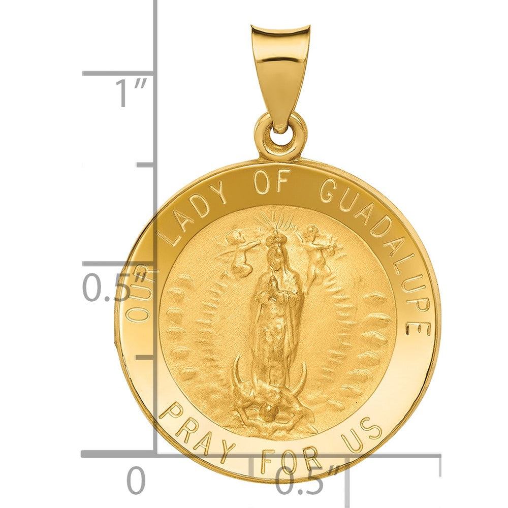 14k Polished/Satin Our Lady of Guadalupe Medal Hollow Pendant