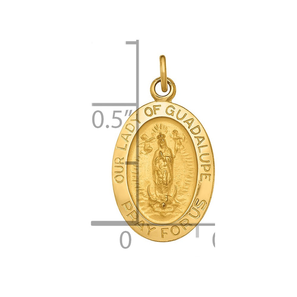 14k Polished and Satin Our Lady of Guadalupe Medal Pendant