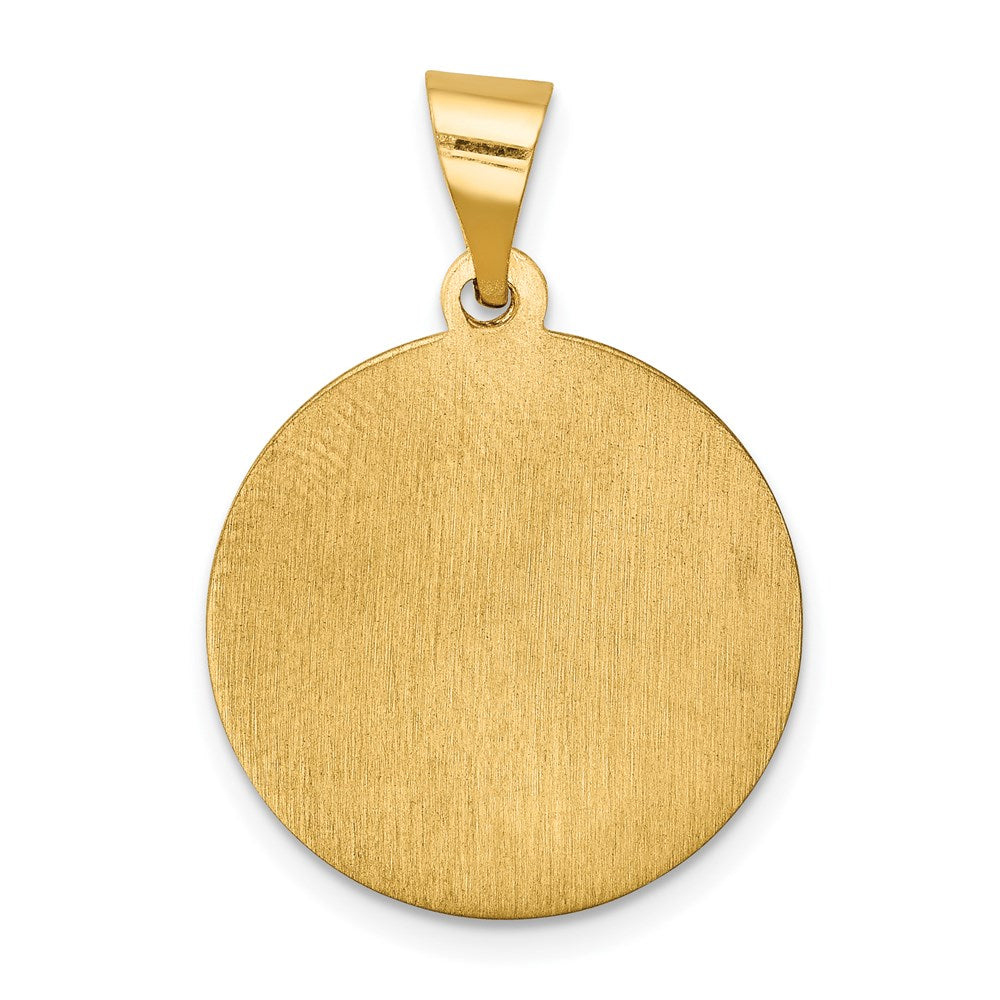 14k Polished and Satin Our Lady of Lourdes Medal Hollow Pendant