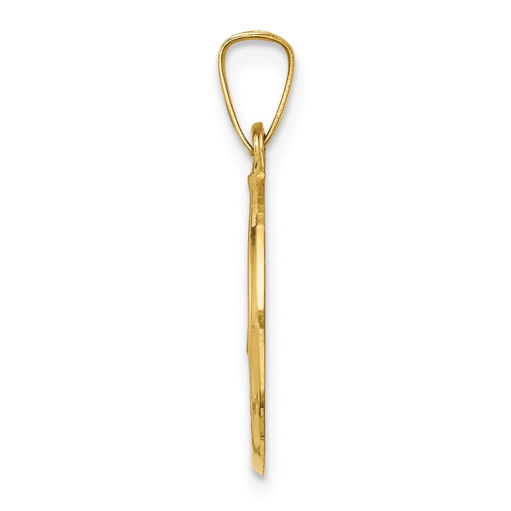 14k Polished and Satin Caridad Del Cobre Medal Hollow Pendant