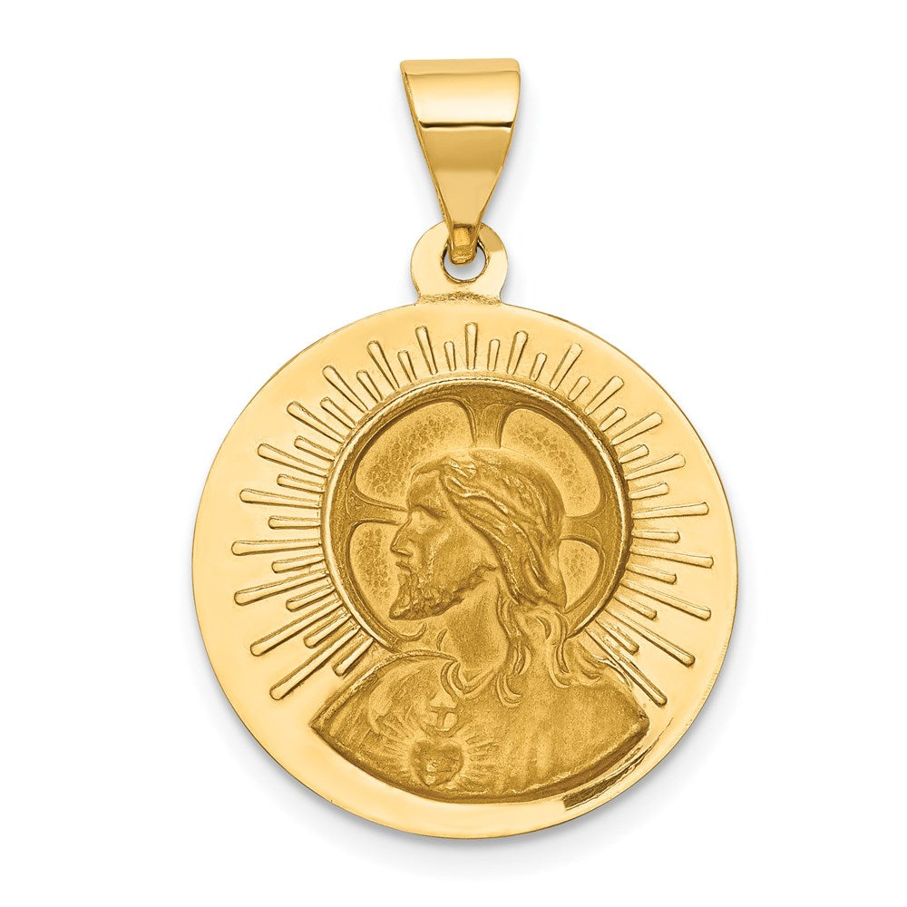 14K Matka Boska Czestochowska Reversible Medal Hollow Pendant