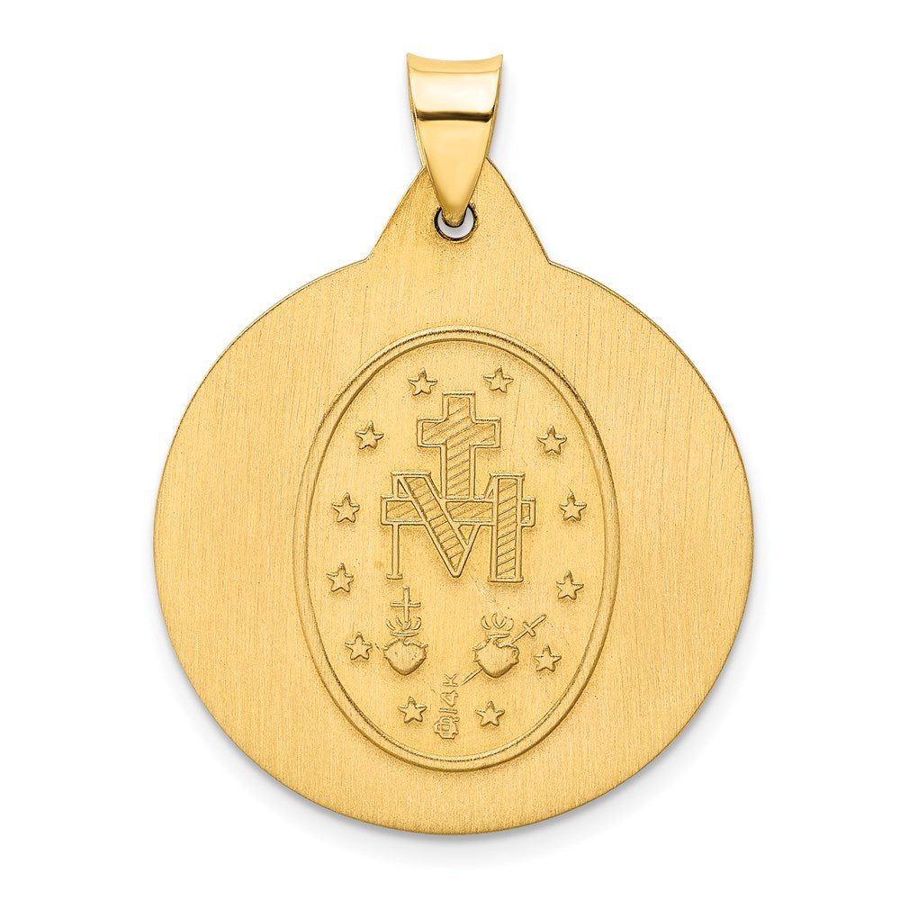 14k Polished and Satin Miraculous Medal Hollow Pendant