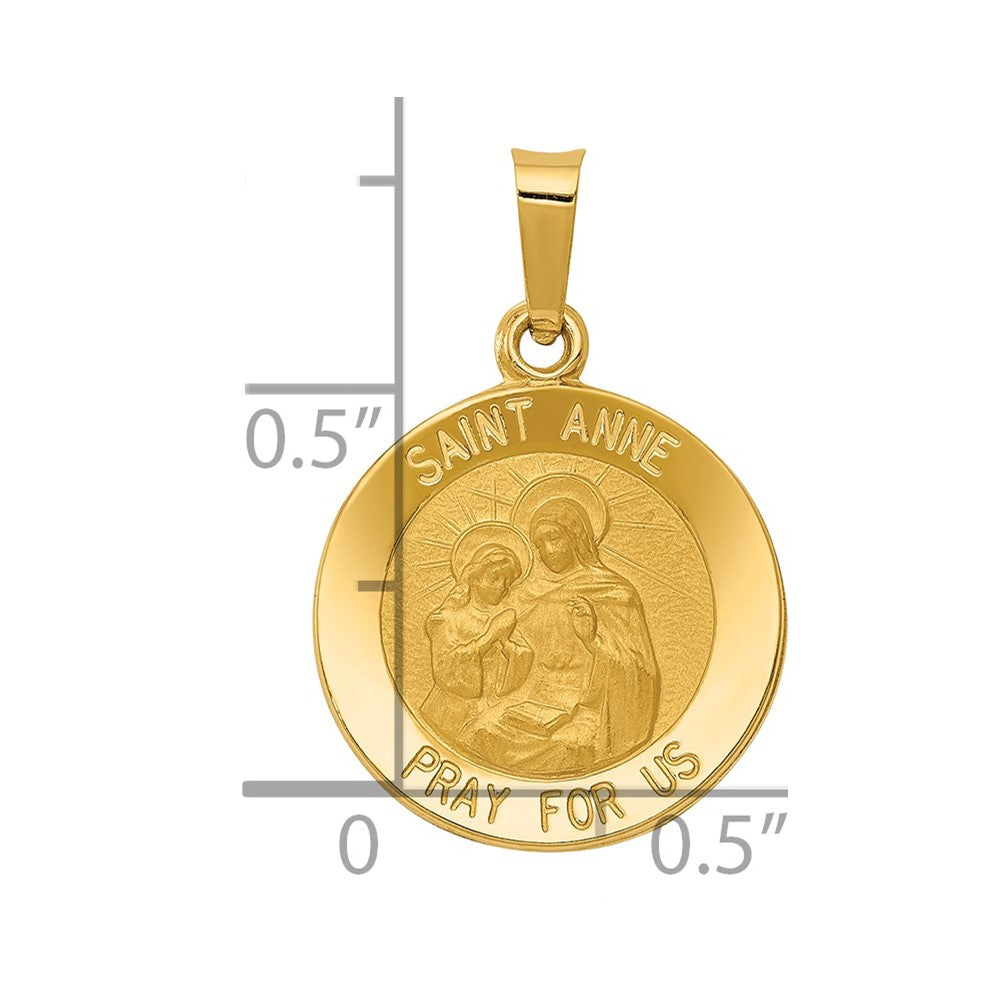 14k Polished and Satin St. Anne Medal Hollow Pendant