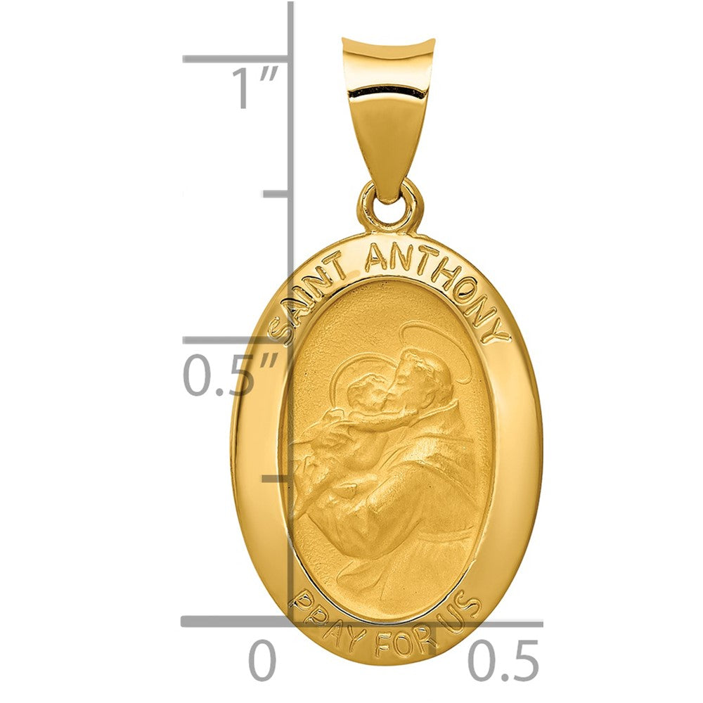 14k Polished and Satin St. Anthony Medal Hollow Pendant