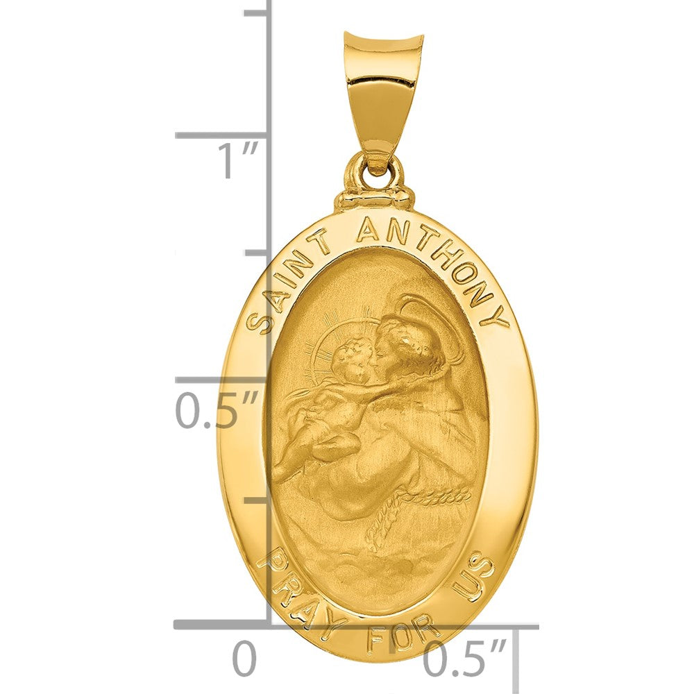 14k Polished and Satin St. Anthony Medal Hollow Pendant