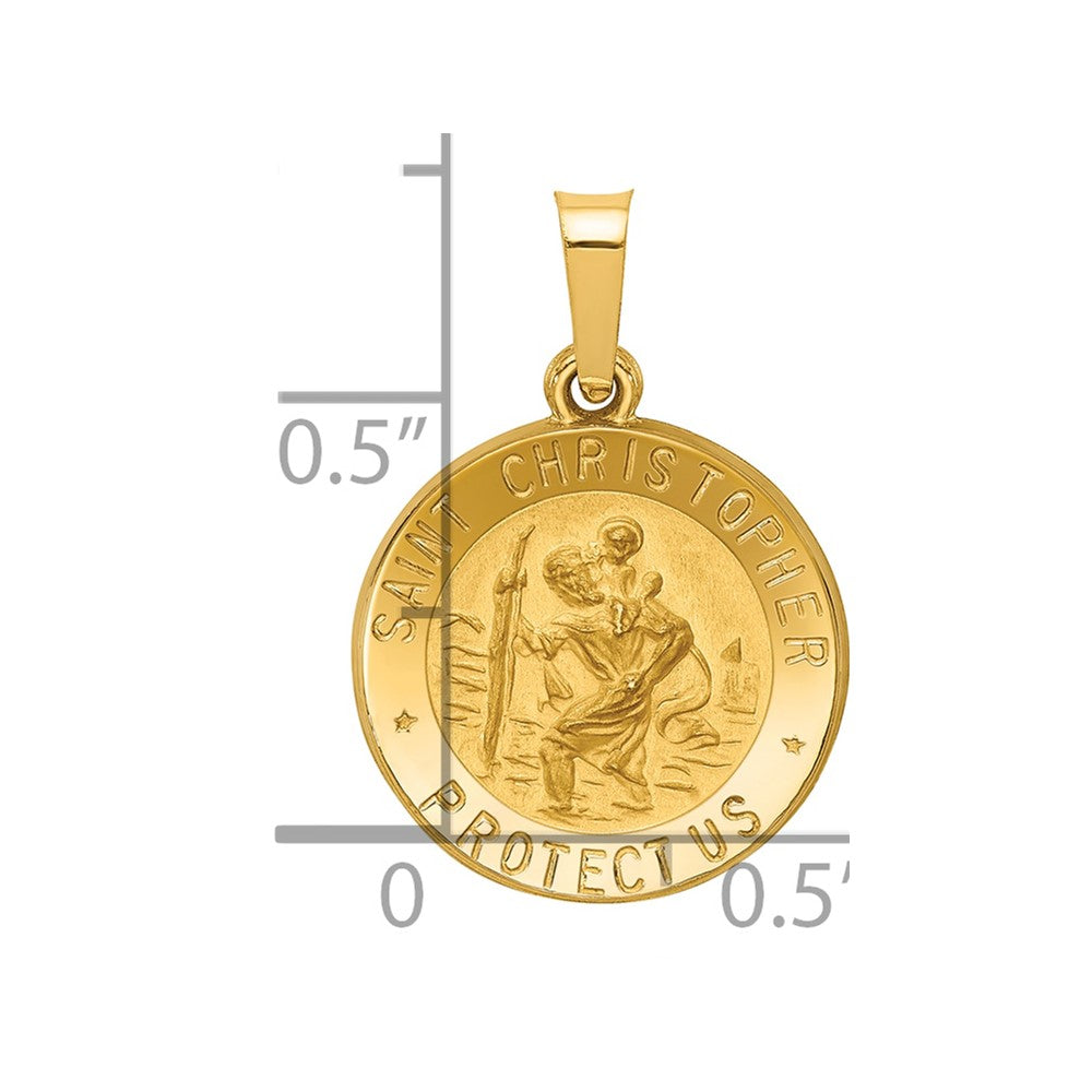 14k Polished and Satin St. Christopher Medal Hollow Pendant