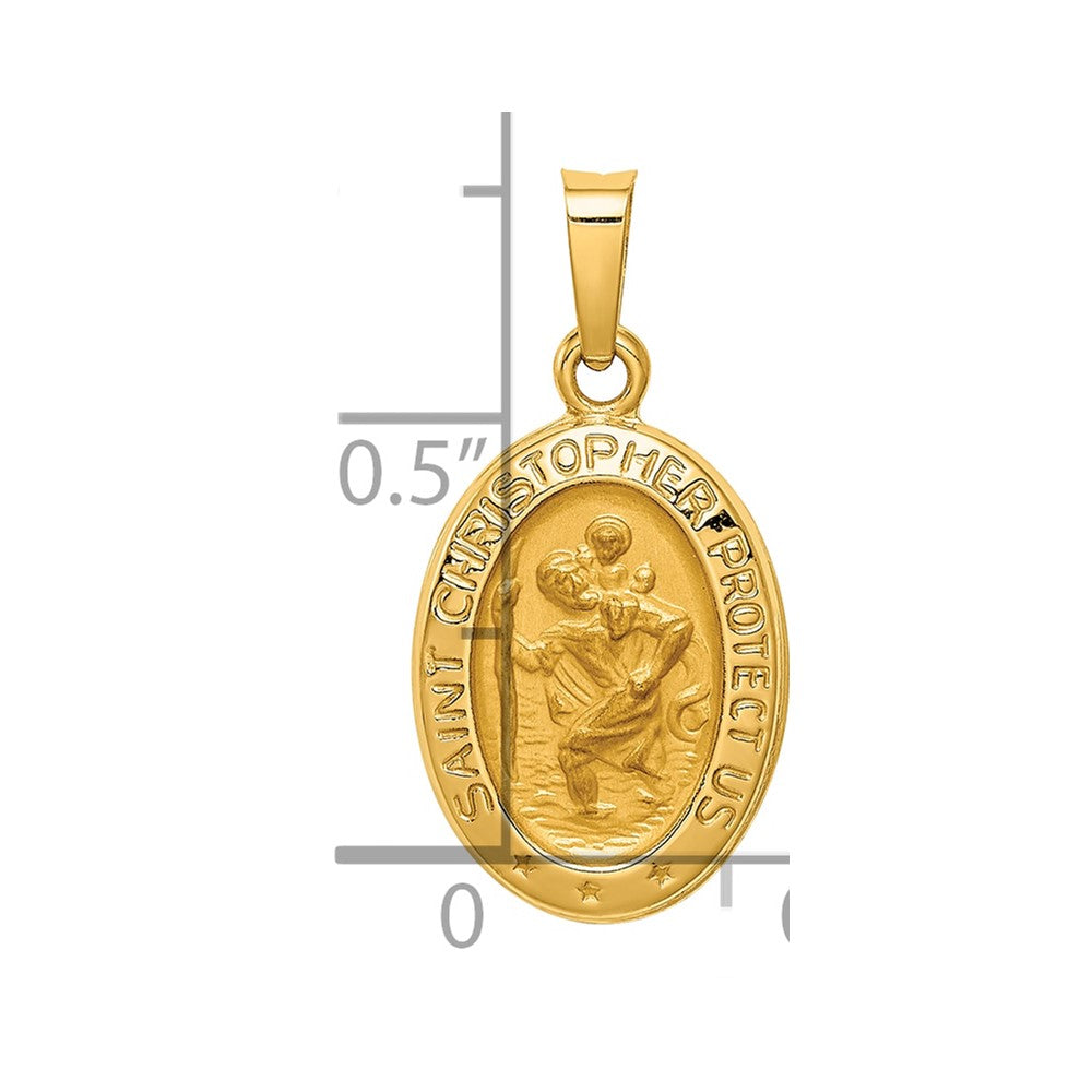 14k Polished and Satin St. Christopher Medal Hollow Pendant