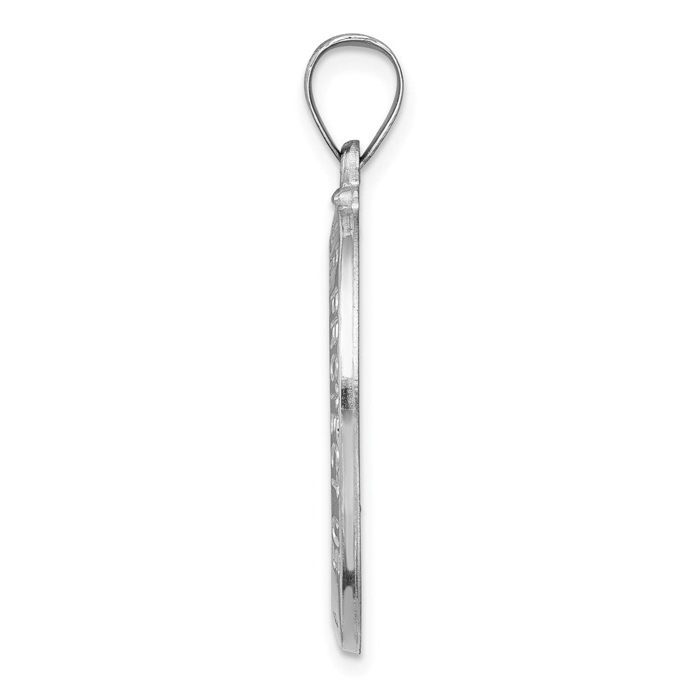 14k White Gold Polished/Satin St Christopher Medal Hollow Pendant