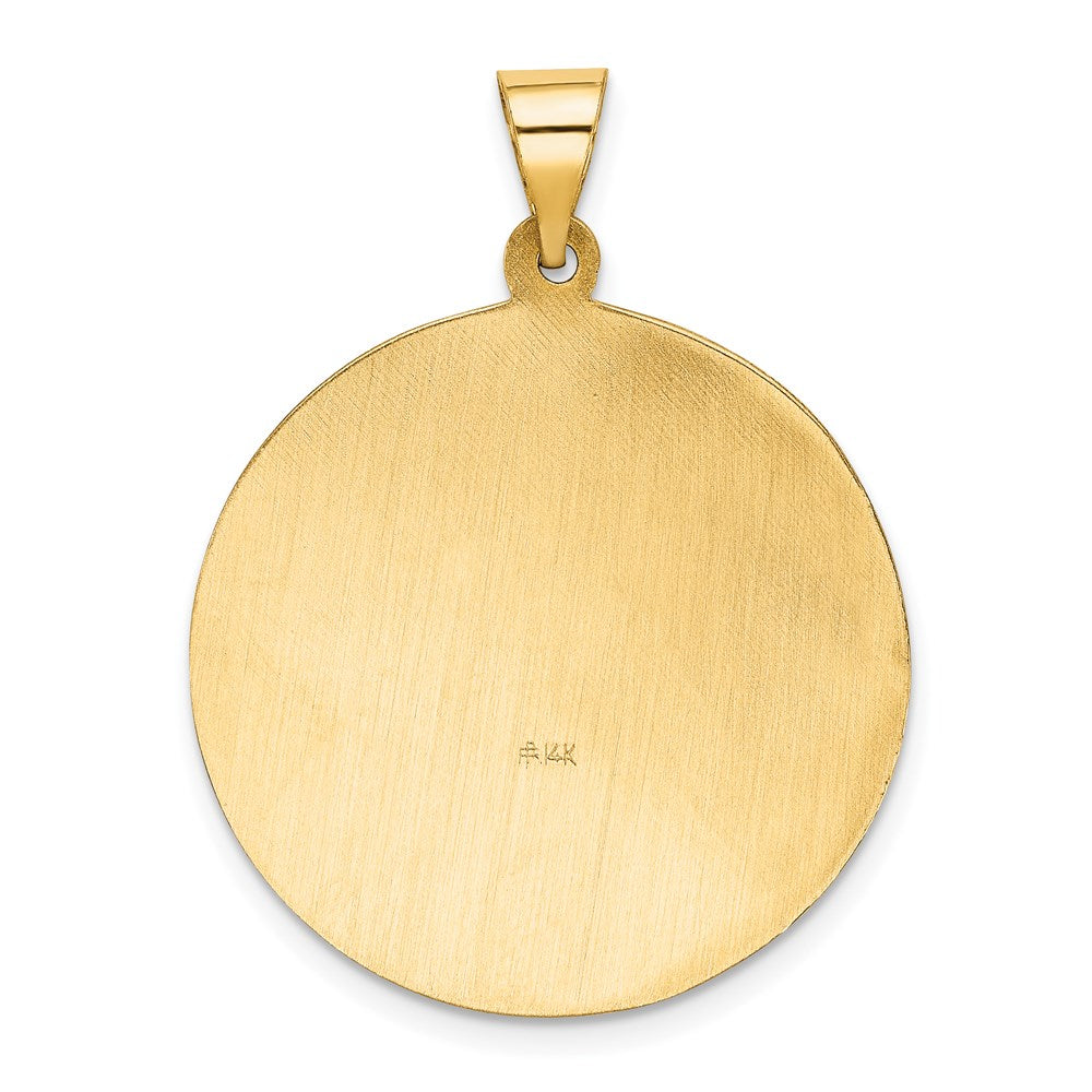 14k Polished and Satin St Florian Medal Hollow Pendant