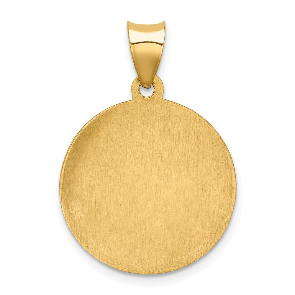 14k Polished and Satin St Gabriel Medal Hollow Pendant
