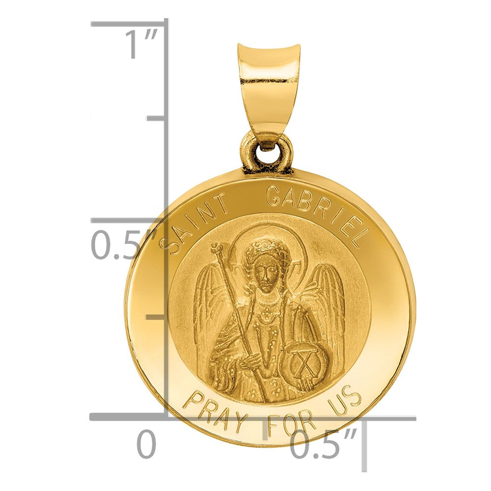 14k Polished and Satin St Gabriel Medal Hollow Pendant