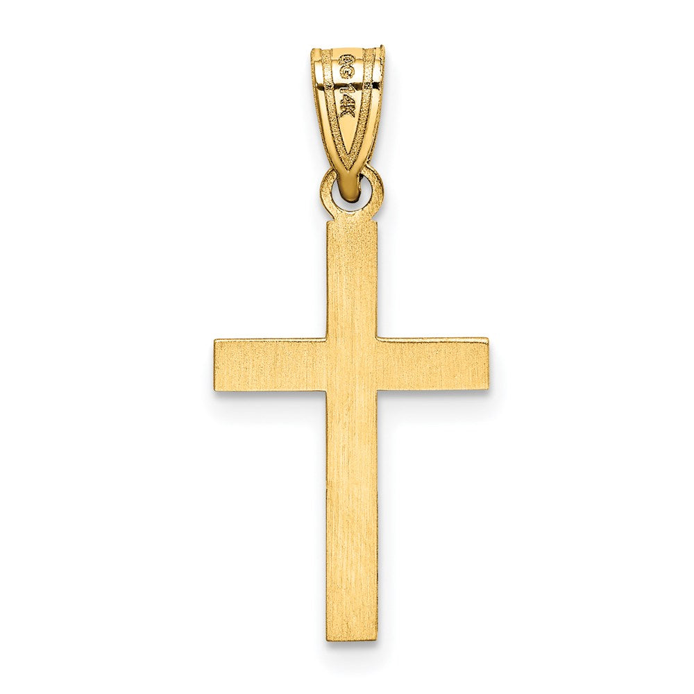 14k Laser Etched Cross Pendant