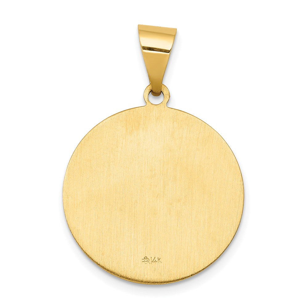 14k Polished and Satin St John Medal Hollow Pendant