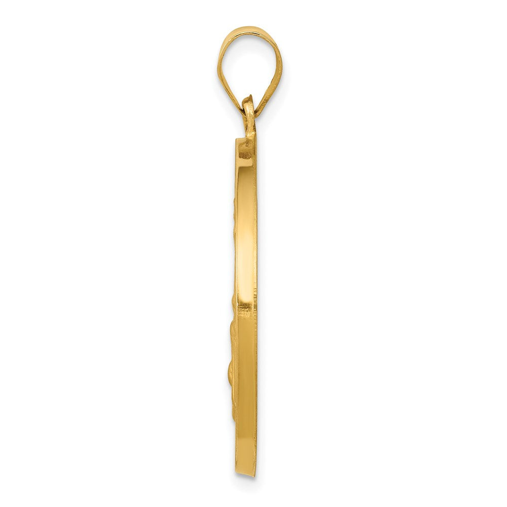 14k Polished and Satin St Joseph Medal Hollow Pendant