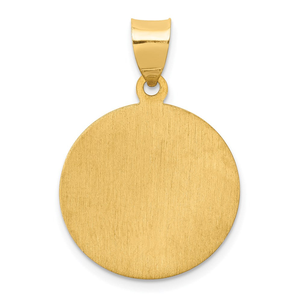 14k Polished and Satin St Luke Medal Hollow Pendant