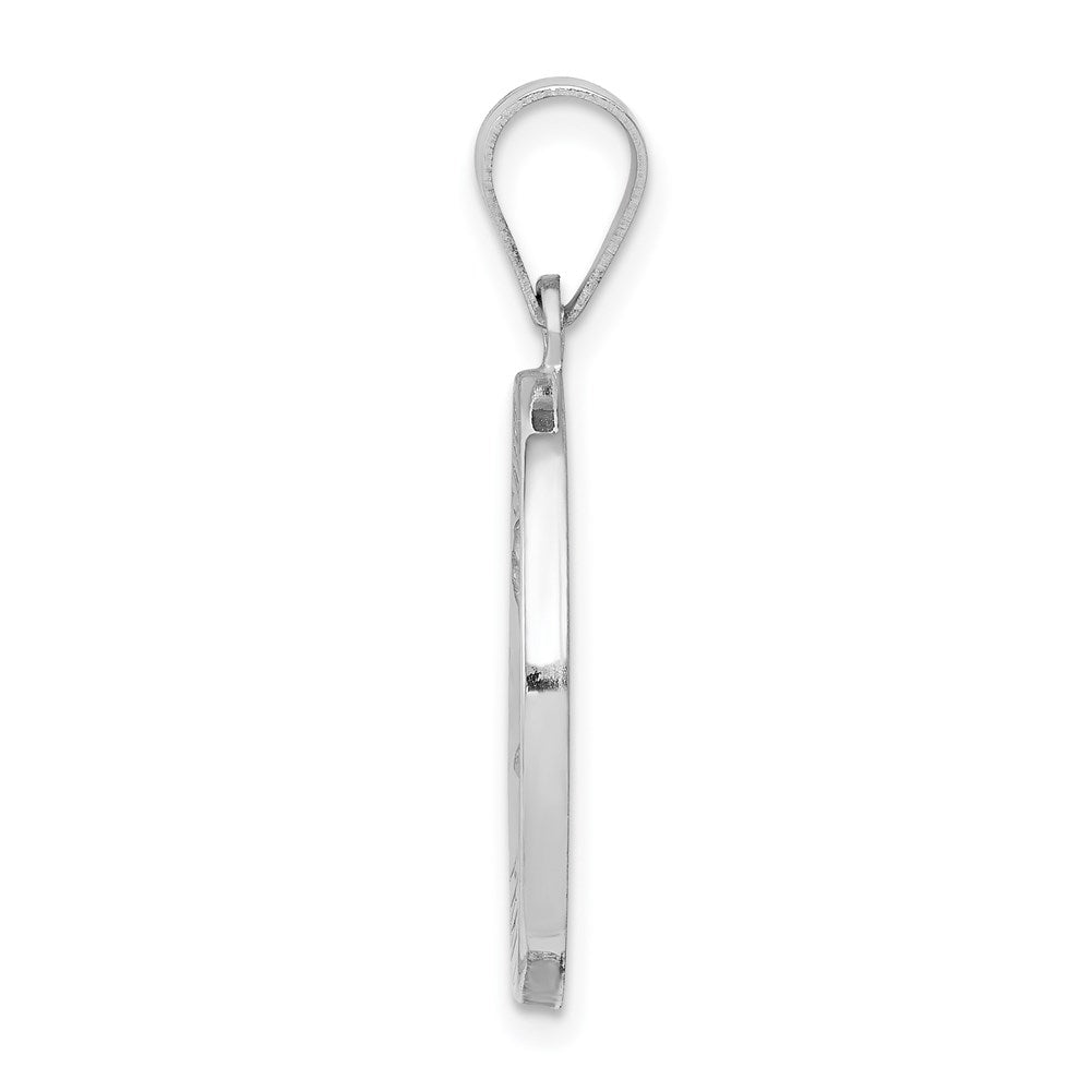 14k White Gold Polished and Satin St Matthew Hollow Pendant