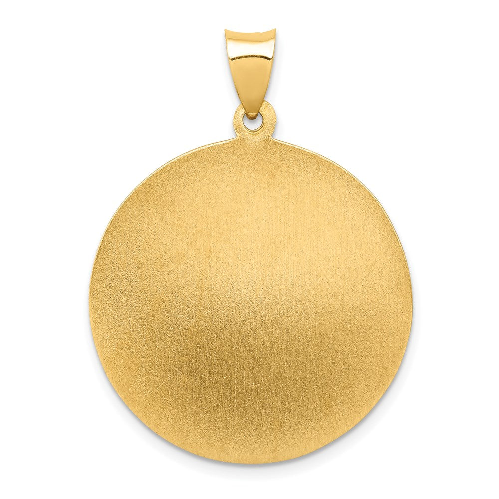 14k Polished and Satin St Michael Medal Hollow Pendant