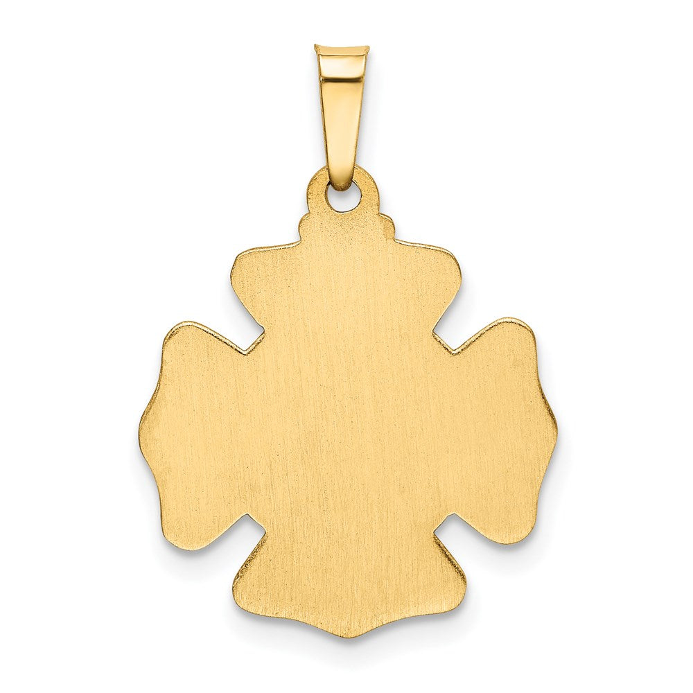 14k Polished and Satin St Florian Badge Medal Hollow Pendant