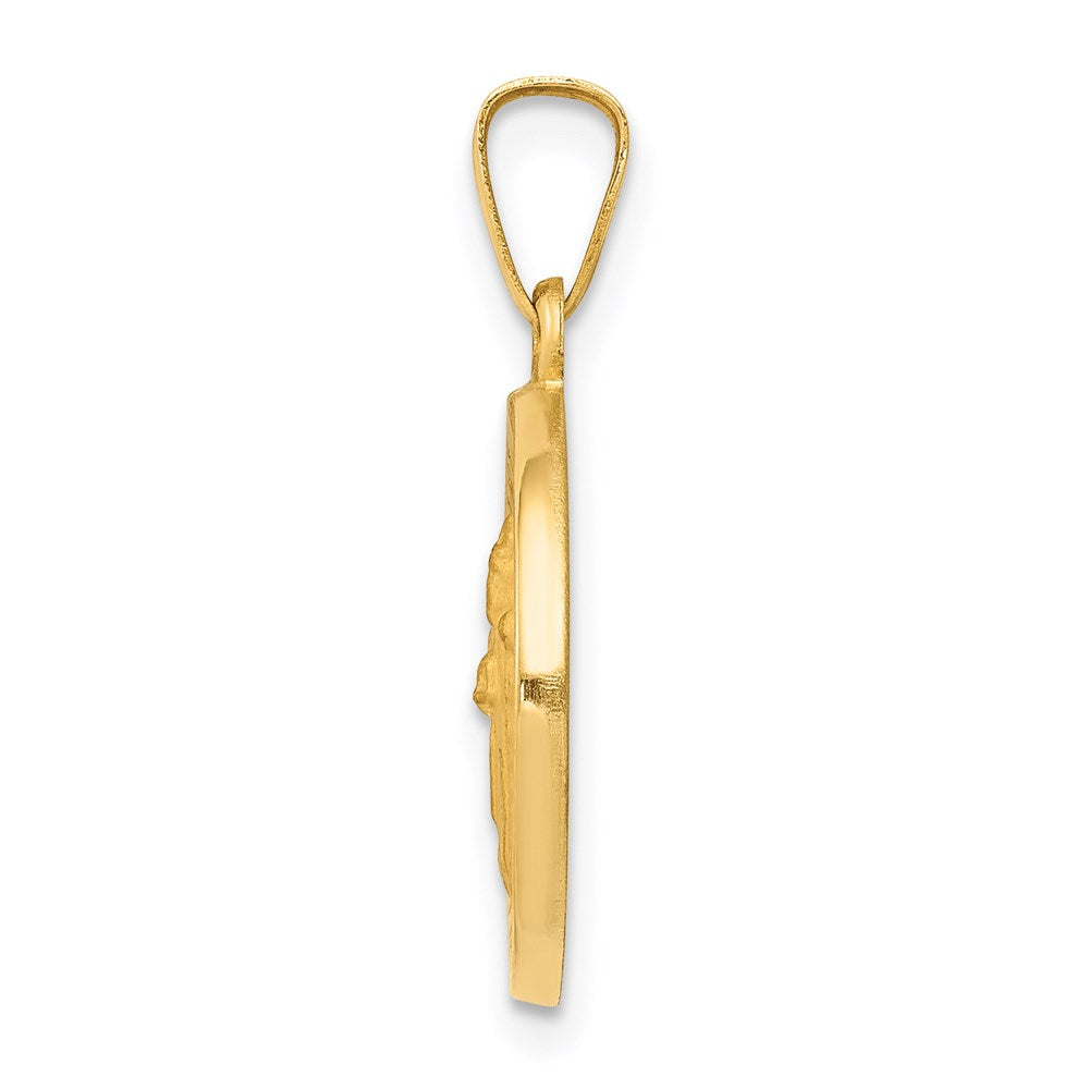 14k Polished and Satin St Patrick Medal Hollow Pendant