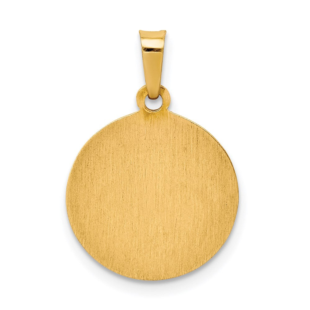 14k Polished and Satin St Raphael Medal Hollow Pendant