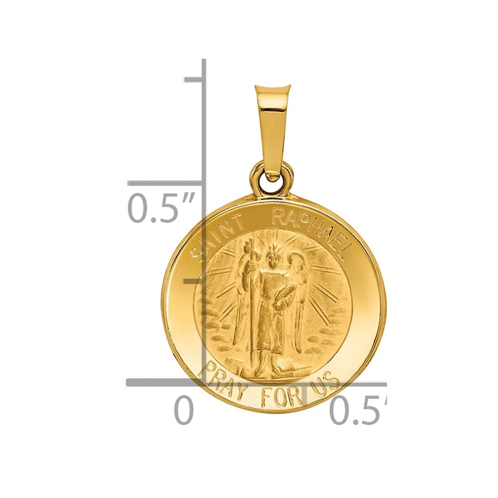14k Polished and Satin St Raphael Medal Hollow Pendant