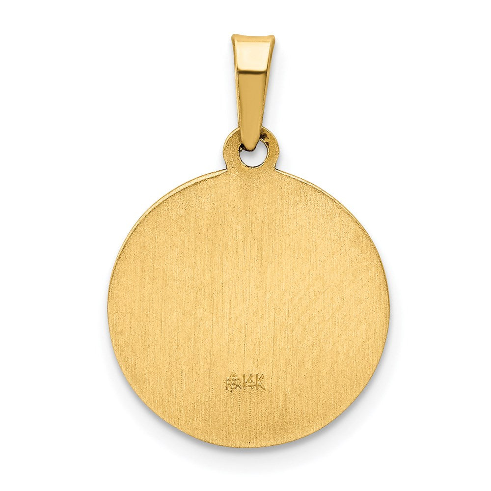 14k Polished and Satin Confirmation Medal Hollow Pendant