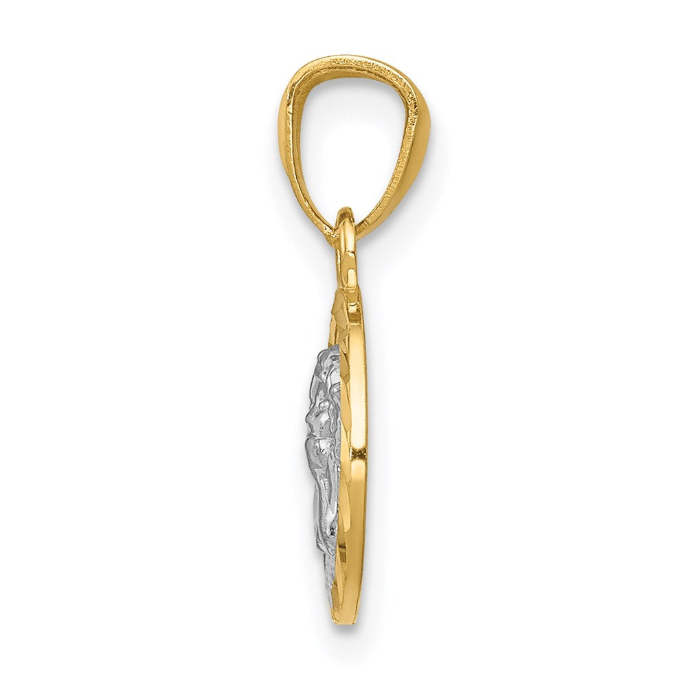 14K w/Rhodium Cherub Pendant