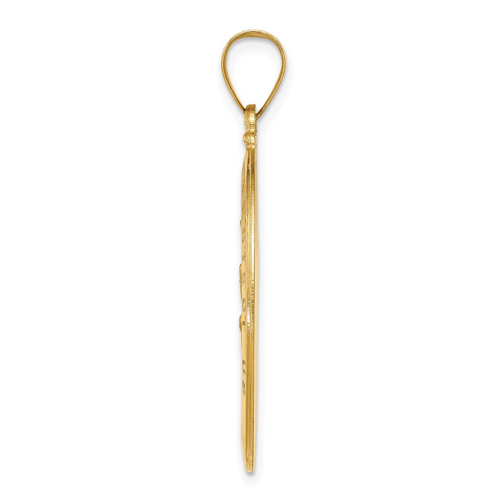 14k Polished and Satin St Christopher Medal Hollow Pendant