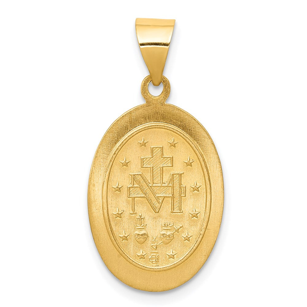 14k Hollow Polished And Satin Miraculous Medal Pendant