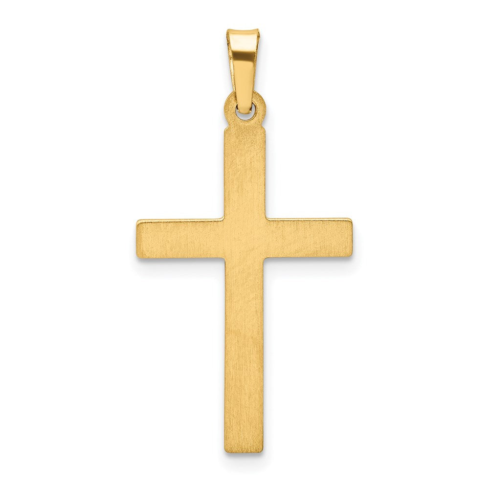 14K Rhodium Satin and Polished Latin Cross Pendant