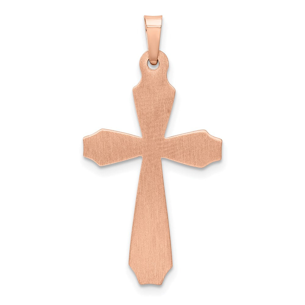 14K Rose Gold Textured And Polished Passion Cross Pendant