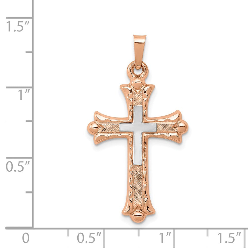 14K Two-Tone Budded Cross Pendant