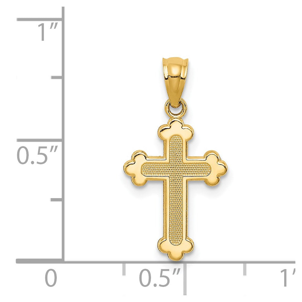 14k Gold Polished Small Budded Cross