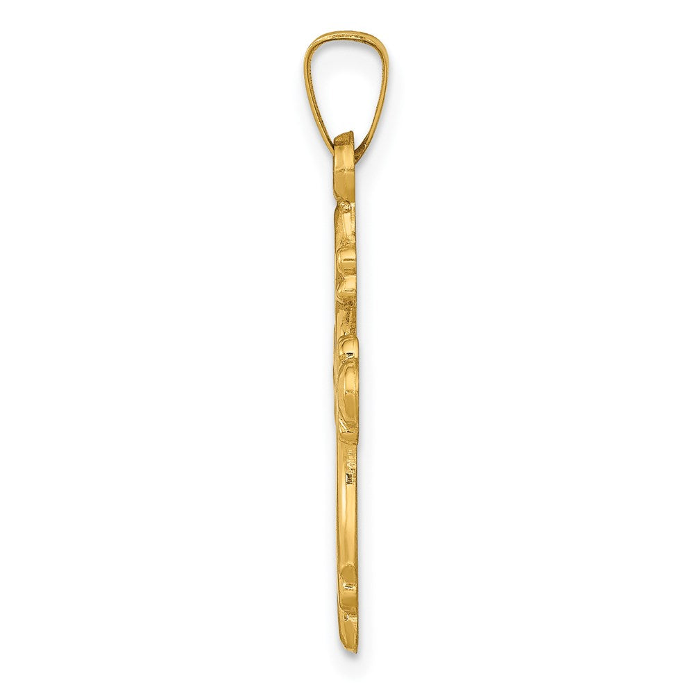 14k Polished Fleur De Lis Cross Pendant