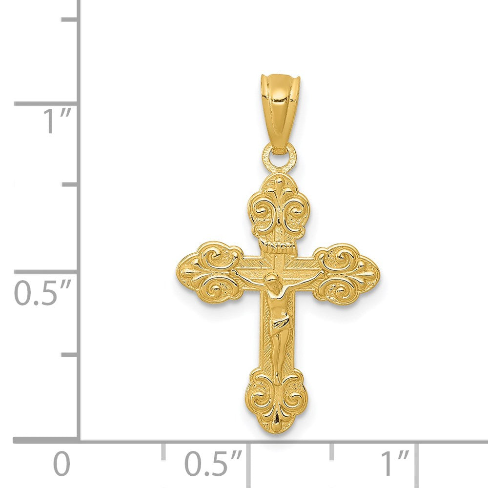 14k Gold Polished INRI Small Crucifix Pendant