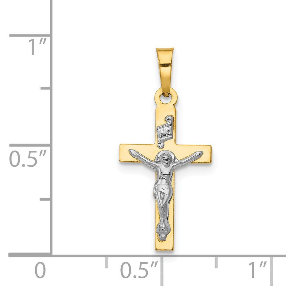 14K w/Rhodium Polished Inri Crucifix Pendant