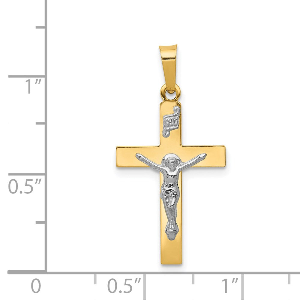 14K w/Rhodium Polished Inri Crucifix Pendant