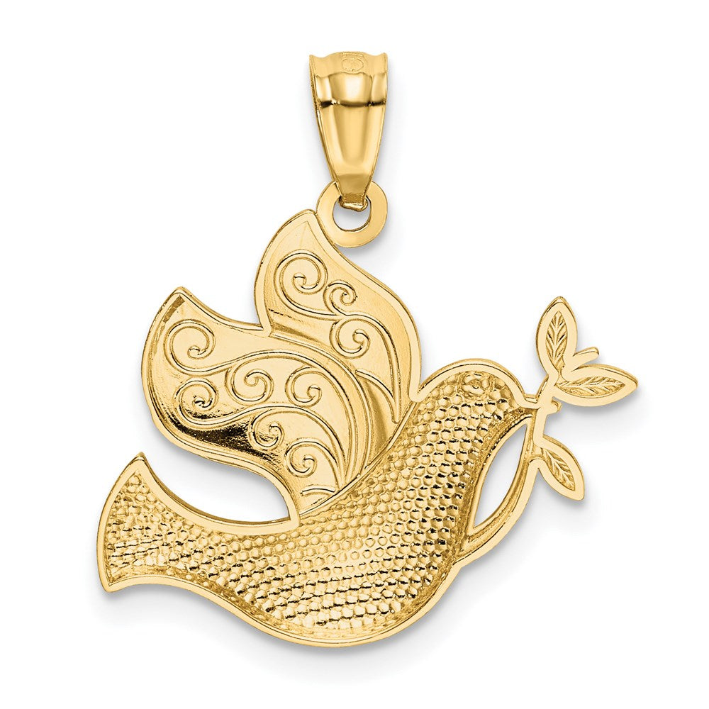 14k w/Rhodium Peace Dove Pendant
