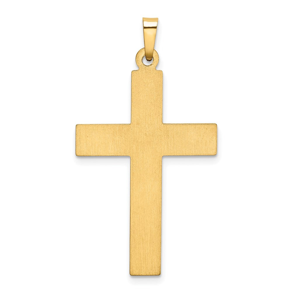 14K W/Rhodium Polished and Satin Cross Pendant