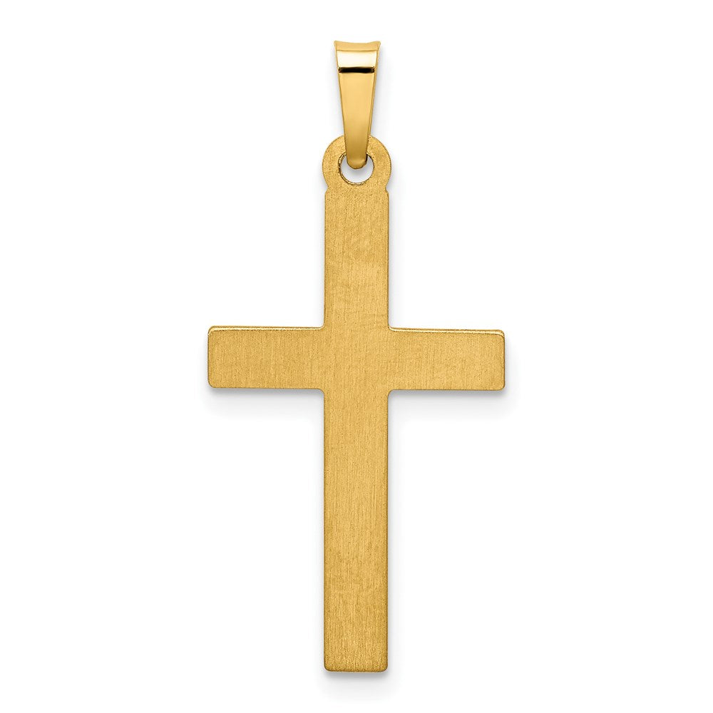 14k Polished Lattice Textured Cross Pendant