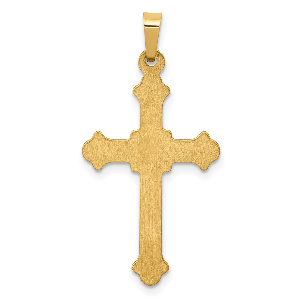14k Polished Fleur de Lis Cross Pendant
