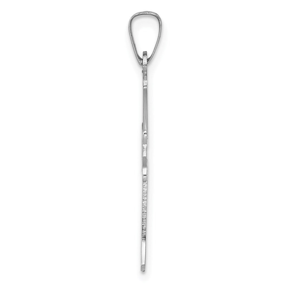 14k White Gold Polished Cut out Fleur de Lis Cross Pendant